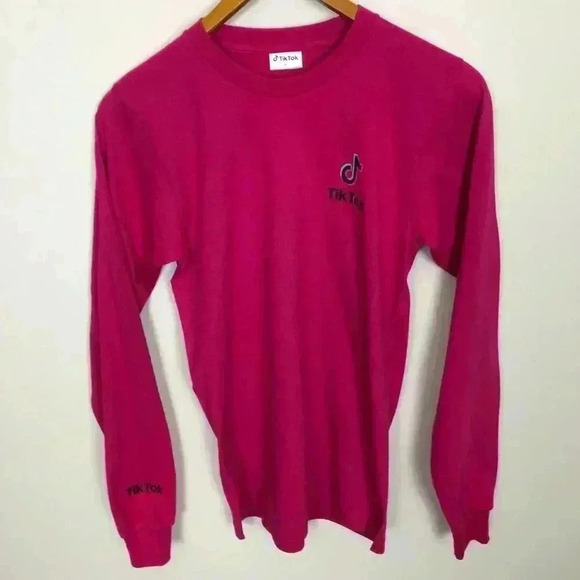 Tik Tok Unisex Pink Small Long Sleeve Pullover - Picture 2 of 6